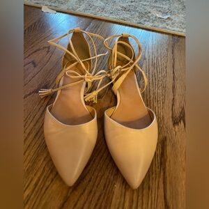 Halogen blush leather lace up flats